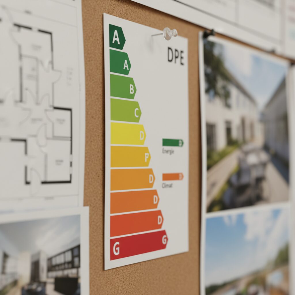 Étiquette DPE avec classement énergétique de A à G sur une annonce immobilière