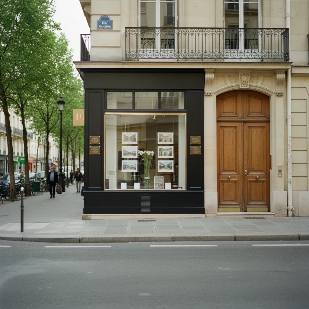 Devanture d'agence immobilière sur un grand cours lyonnais
