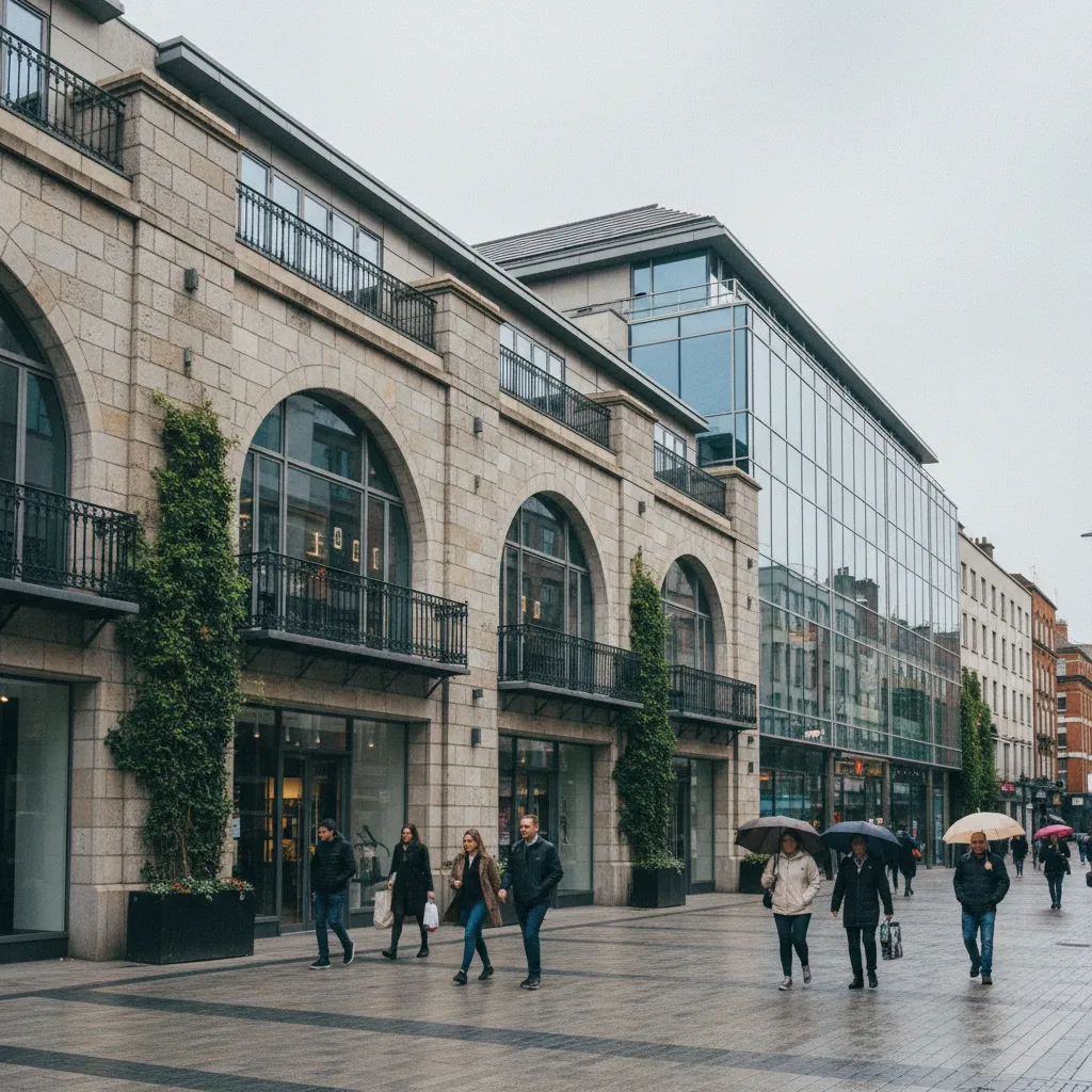 Commerce de centre-ville à Dublin, marché prisé par les SCPI européennes pour ses rendements locatifs