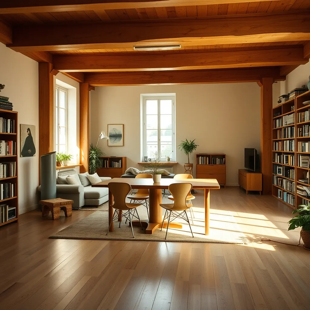 Espace commun d'une colocation amiénoise typique dans une maison ancienne rénovée