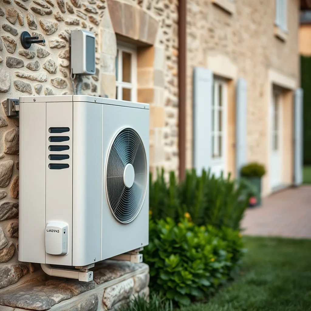 Pompe à chaleur air-eau installée dans le cadre d'une rénovation énergétique aidée par MaPrimeRénov'