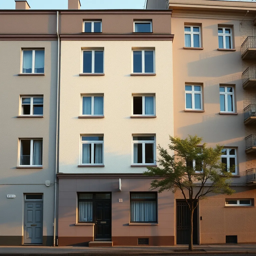 Contraste entre un immeuble rénové et un bâtiment non rénové dans la même rue