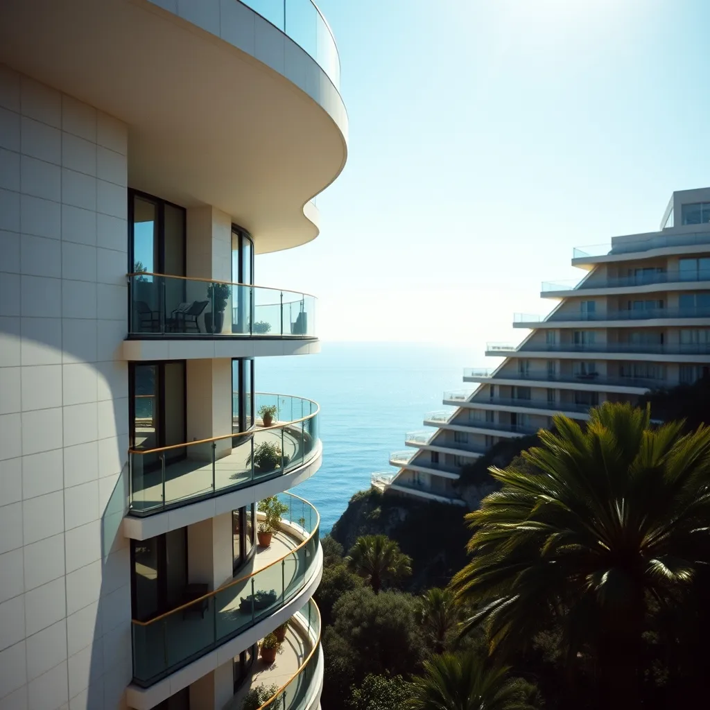 Façade d'une résidence de standing dans le quartier de Monte-Carlo