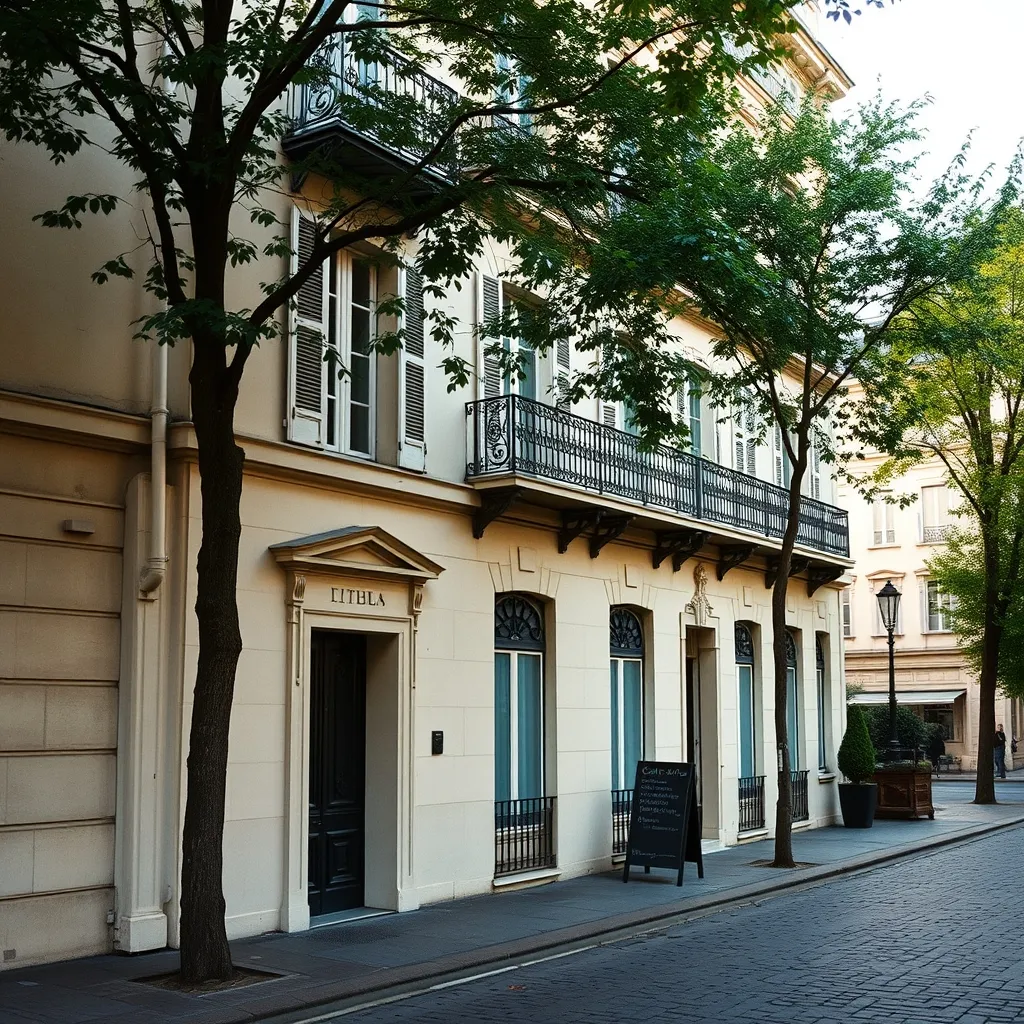 Façade d'un immeuble ancien avec balcons en fer forgé dans le centre de Reims