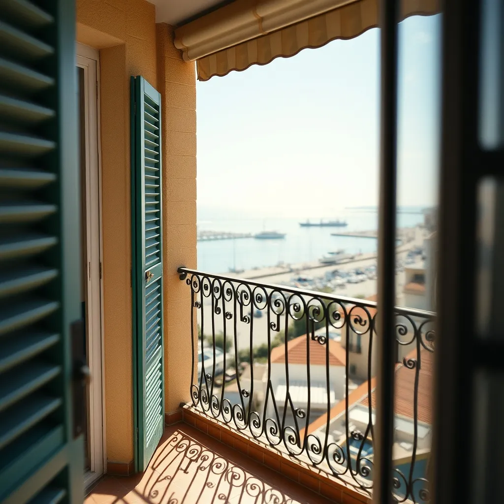 Terrasse d'un appartement sétois avec vue sur le port et la Méditerranée
