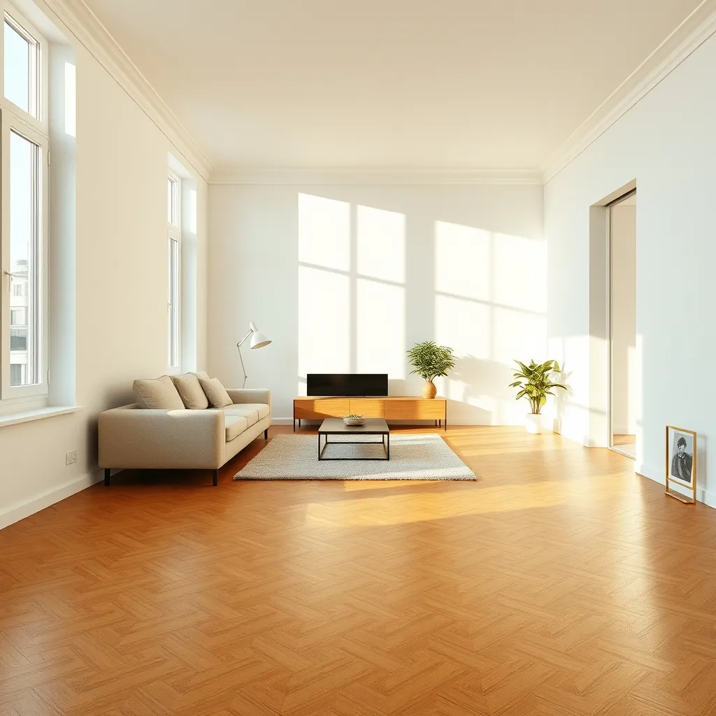 Intérieur lumineux d'un appartement rénové prêt à emménager