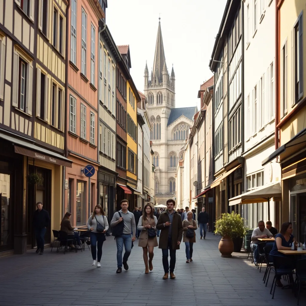 Le centre-ville piétonnier d'Amiens, à deux pas des campus universitaires