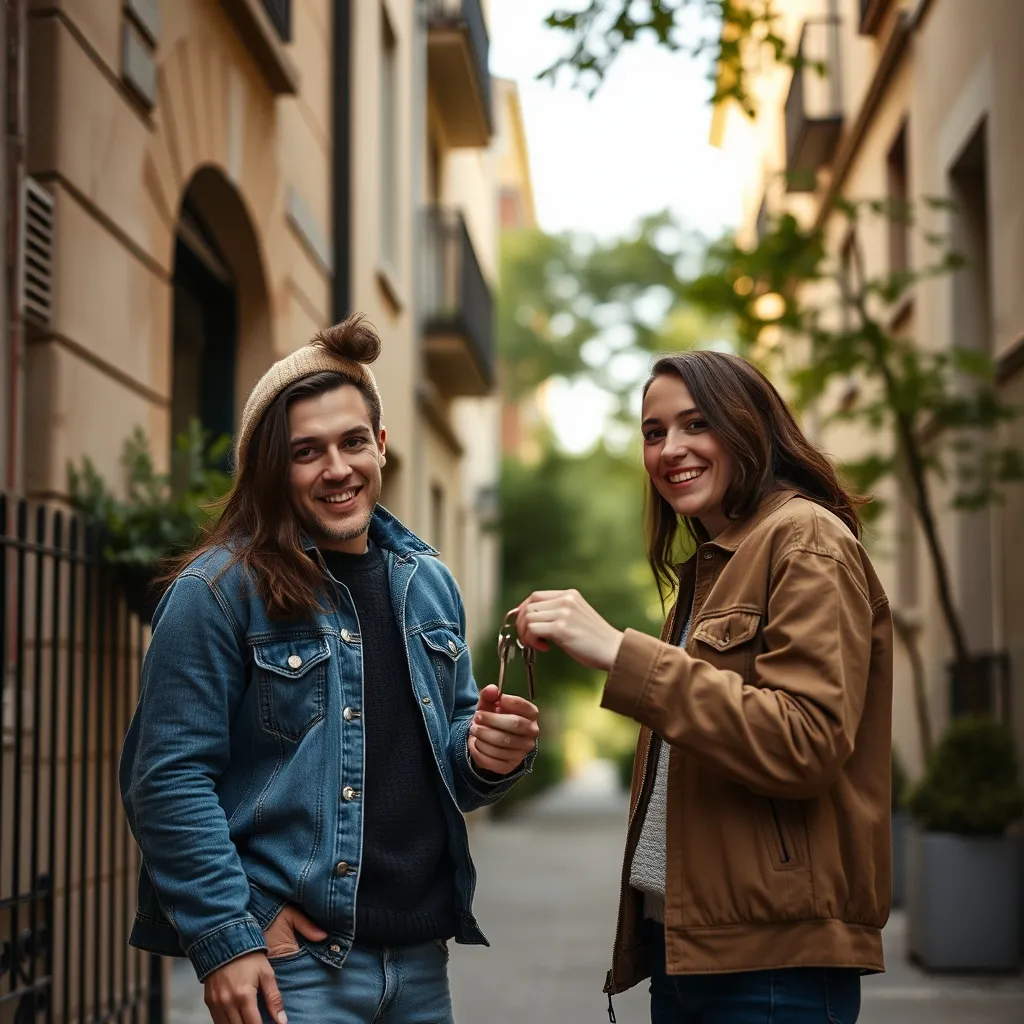 Primo-accédants devant leur nouveau logement après obtention du prêt