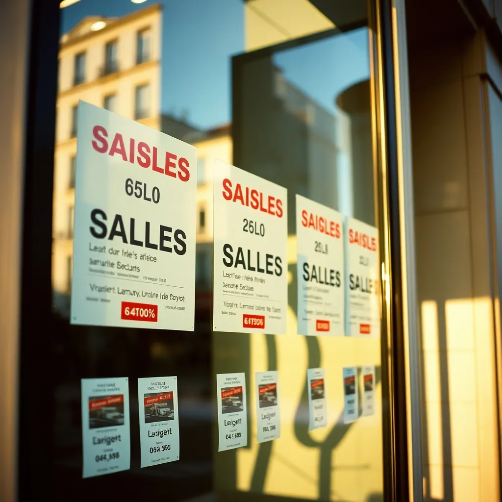 Vitrine d'agence immobilière affichant des appartements en vente à Metz