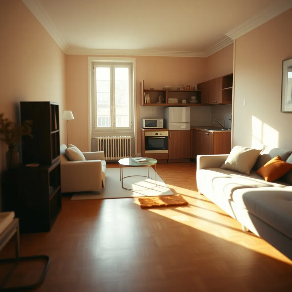 Intérieur d'un deux-pièces meublé dans le 15e arrondissement, prêt pour la mise en location