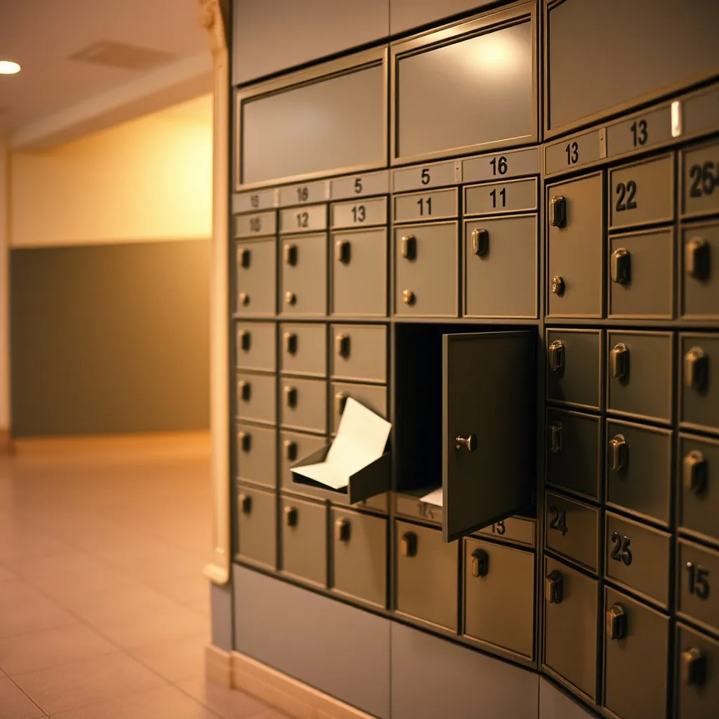 Réception du courrier d'appel de fonds dans le hall d'un immeuble en copropriété