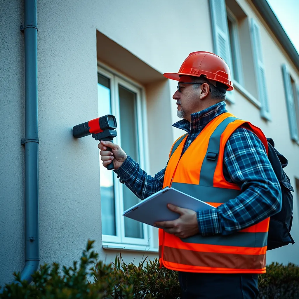 Un diagnostiqueur certifié réalise l'inspection thermique de l'immeuble pour le DPE collectif