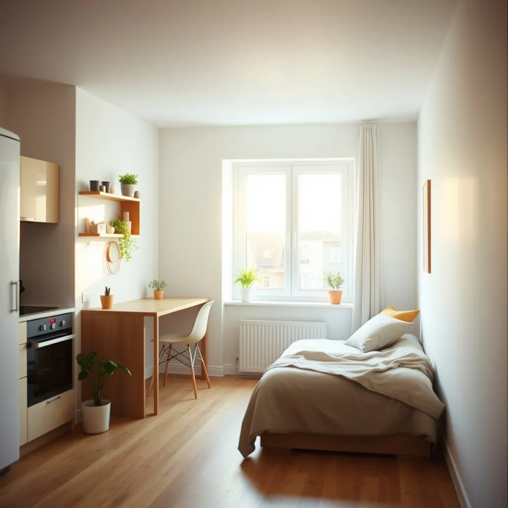 Un studio meublé fonctionnel et lumineux, typique de l'offre locative rennaise