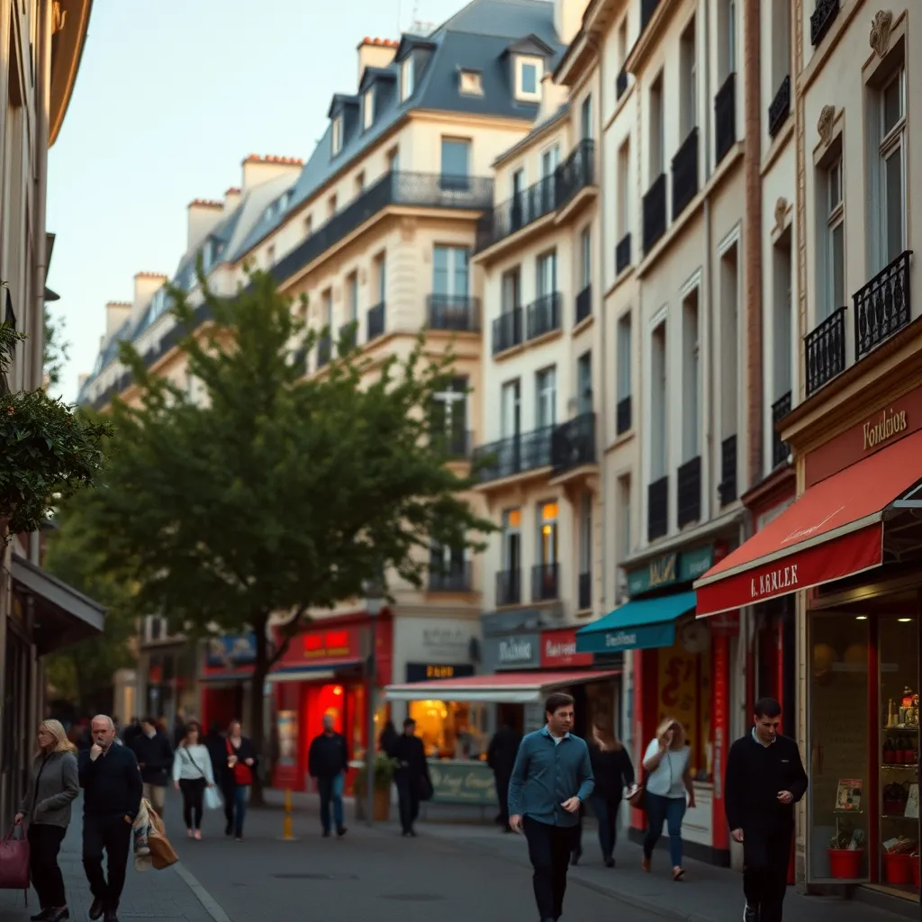 Rue commerçante animée dans le 18e arrondissement de Paris, quartier Goutte d'Or