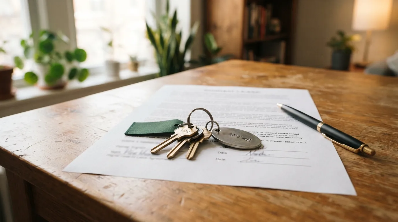 Clés d'un logement posées sur un bail de location signé
